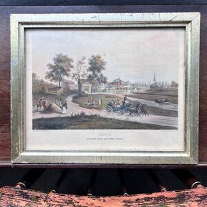 Vintage Borghese Saratoga by Aug. Kollner Litho Framed Wall Art‎ 13.75” x 11"